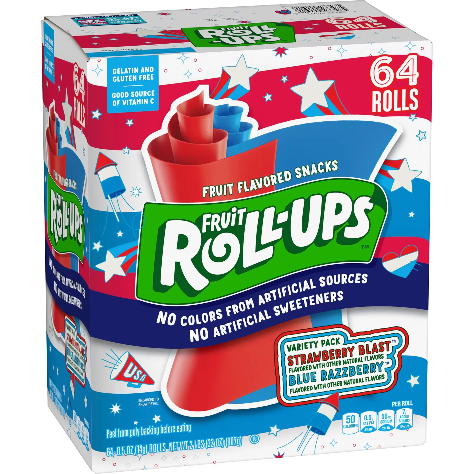 Fruit Roll-Ups Fruit Flavored Snacks Variety Pack, 0.5 oz., 64 pk.
