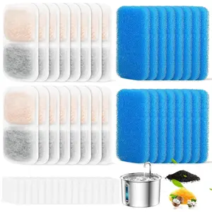 16 Sets  Water Fountain Filter Compatible with  67oz/2L Stainless Steel  Water Fountain, Activated Carbon    Grade PP Cotton, Fresh and Clean