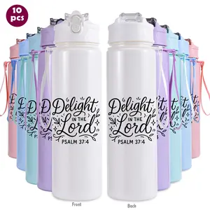 10pcs/26oz/760ml/Sports Water Bottle With Straw For Gym Fitness Outdoor,With Inspirational Quotes,Great For Any Occasion,Perfect For All,Including Adults,The Perfect Birthday And Christmas Gift For Family And Friends