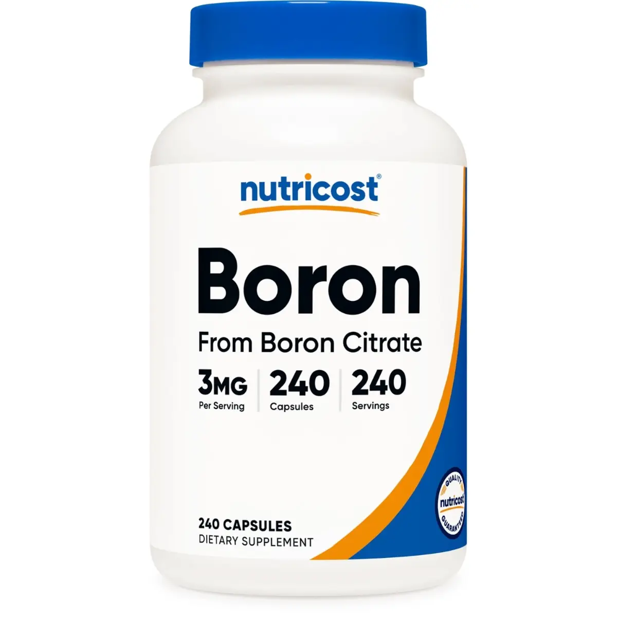 Nutricost Organic Boron Citrate Dietary Supplement Capsules - 3mg, 240 Capsules, 240 Servings, NSF Certified, Gluten-Free, Lactose-Free, Vegetarian, for Adult Healthcare Support