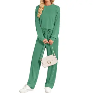 Women’s Lounge Sets – Two-Piece Casual Tracksuits with Long-Sleeve Sweatshirts and Wide-Leg Pants