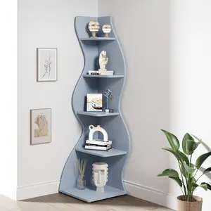 Tribesigns Corner Shelf - Modern 5-Tier Wall Corner Bookshelf, Stylish Corner Small Bookcase Storage Rack, Unique Shape for Living Room & Home Office
