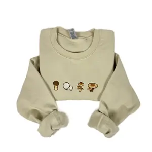 Island Mushrooms embroidered fleece lined sweatshirt unisex top cute
