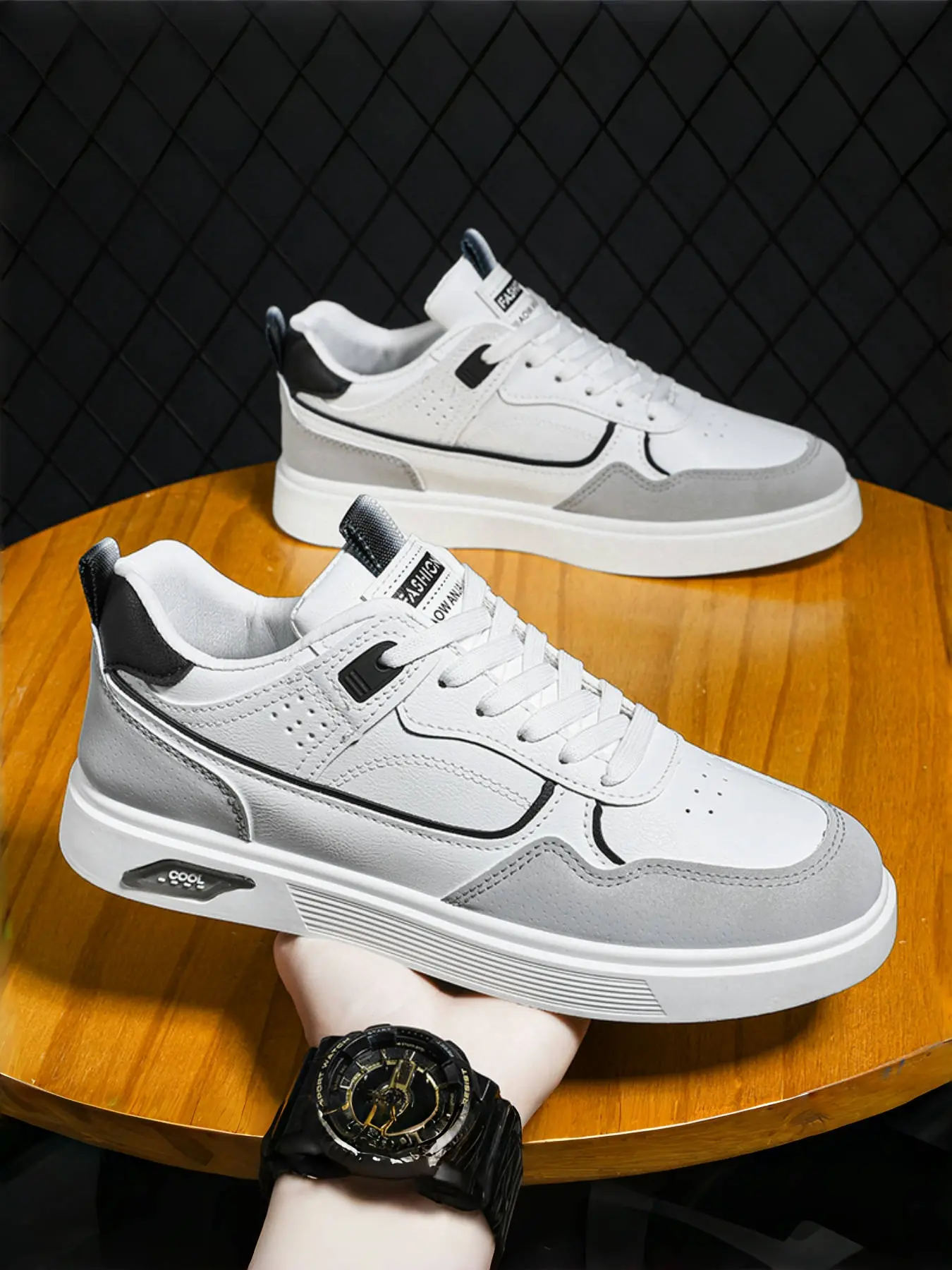 Youth Leather Skate Shoes Walking Shoes Athletic Sports Shoes Streetwear Shoes | Water-Resistant Design | Street Style Casual Skateboarding Sneakers