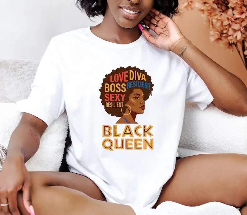 Black Queen Graphic Shirt, Afrocentric Pride Tee, Melanin Beauty, Empowered Women Gift