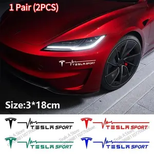 Tesla Model 3/y/x/s Car Stickers, Car Decals, Front & Rear Bumper Strips, Silver Color Side Window Deflectors, 2-Piece Set, Durable Auto Accessories