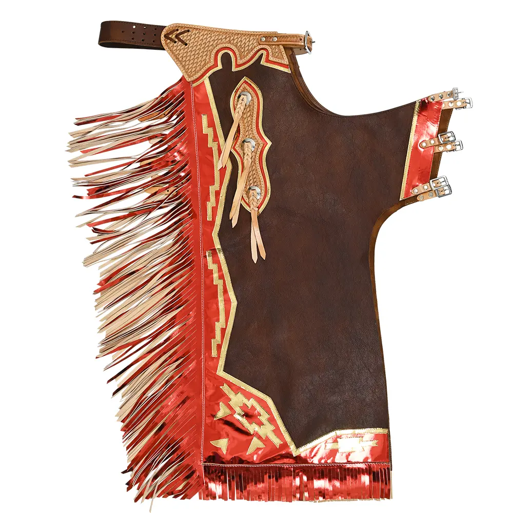 HILASON Pro Rodeo Bull Riding Chaps Smooth Genuine Leather Western Brown | for Men and Women Unisex