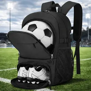 Soccer Basketball Backpack with Ball Holder, Large Sports Equipment Bag with Separate Shoe Compartment for Football Training, Gym, School Travel