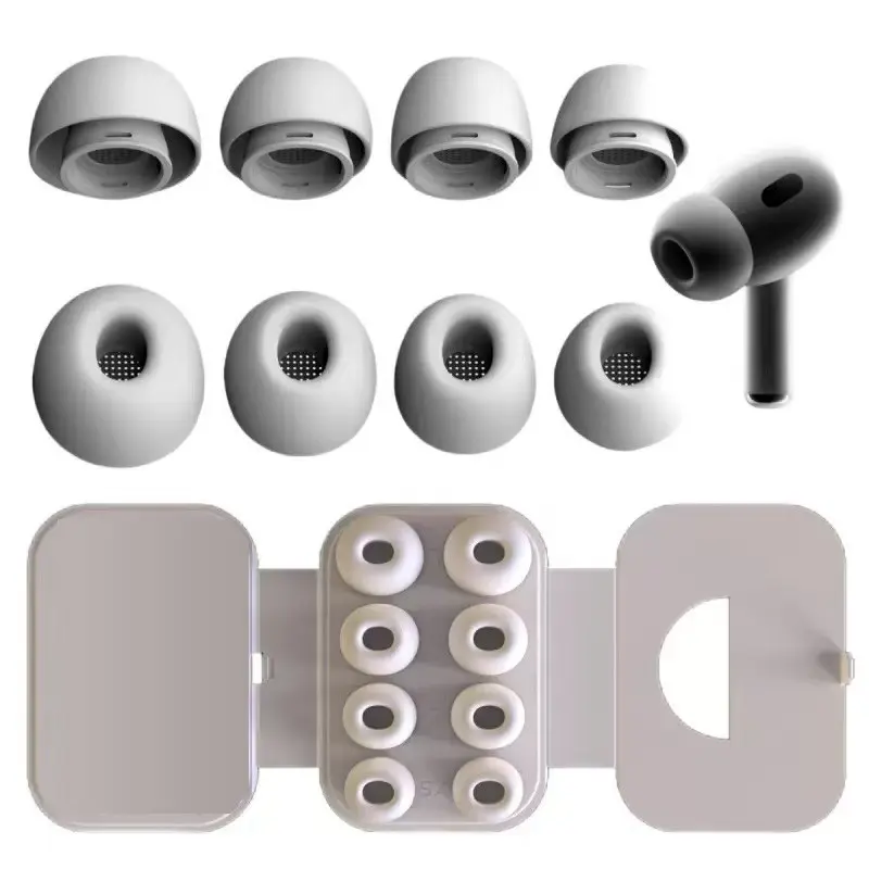 Silicone Earphone Tips, 4 Pairs Silicone Replacement Ear Inserts with Hole, Earbuds Tips Fit Compatible with AirPods Pro 1 2 (Various Sizes, XS/S/M/L)