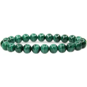 Natural AA Grade Malachite Gemstone 8mm Round Beads Stretch Bracelet 7" Unisex