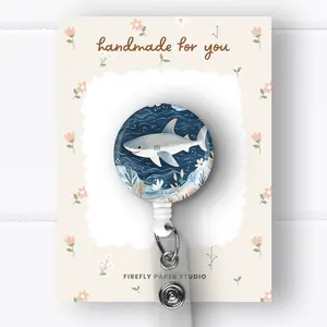Shark Badge Reel, Retractable Badge Reel w/ Alligator Swivel Clip