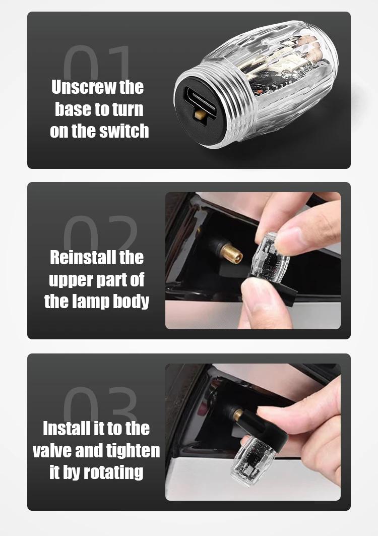 LED wheels light motocycle ，motorcycle tire lights night safety lightscar model usb charging auto wheel tire valve cap luminous cycling hub light car accessori