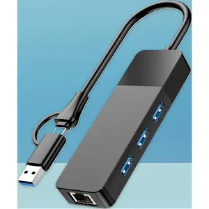 USB to Ethernet Adapter 4 in 1 USB C to Ethernet Hub with 3 USB 3.0 Ports Gigabit Internet High-Speed Network for iMac MacBook Pro iPad Pro XPS