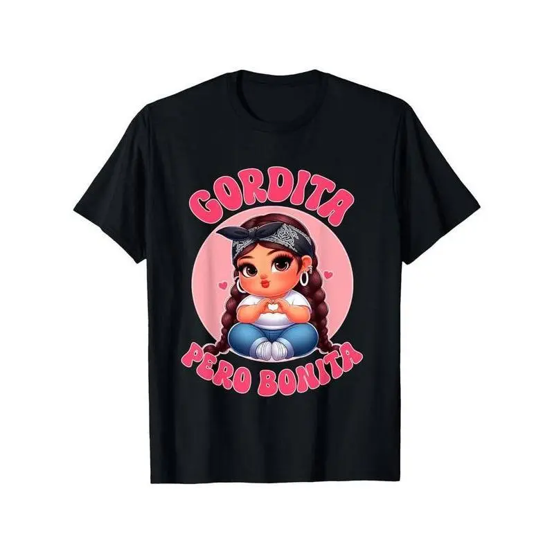 #TikTokShopRestock Men's Classic Relaxed Fit Cotton Tshirt - Plus Size Short Sleeve Breathable Menswear Tee, Everyday Fabric Piece, Ideal Christmas Gift for Men (Gordita Pero Bonita Latina Chingona Mujer Chicana-Chula Theme), Comfy Casual Top, Shortsleeve