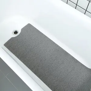 Bath Tub Shower Mat 40 x 16 Inch Non Slip Soft PVC Loofah Mats for (C01-Dark Grey)