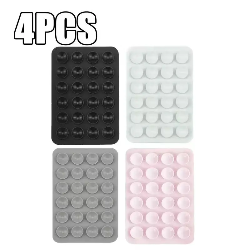 4pcs silicone suction cups, square single-sided 24-piece mobile phone silicone suction cups, 24-piece universal mobile phone stick-on bracket - waterproof adhesive bracket suitable for most mobile phones