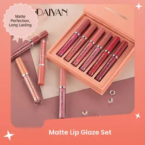 Long-lasting Matte Lip Glaze Set,6 Counts/box Waterproof Lip Gloss,Moisturizing Matte Liquid Lipstick, Suitablefor All Occasions Lip Makeup, Cosmetic perfect valentine gift