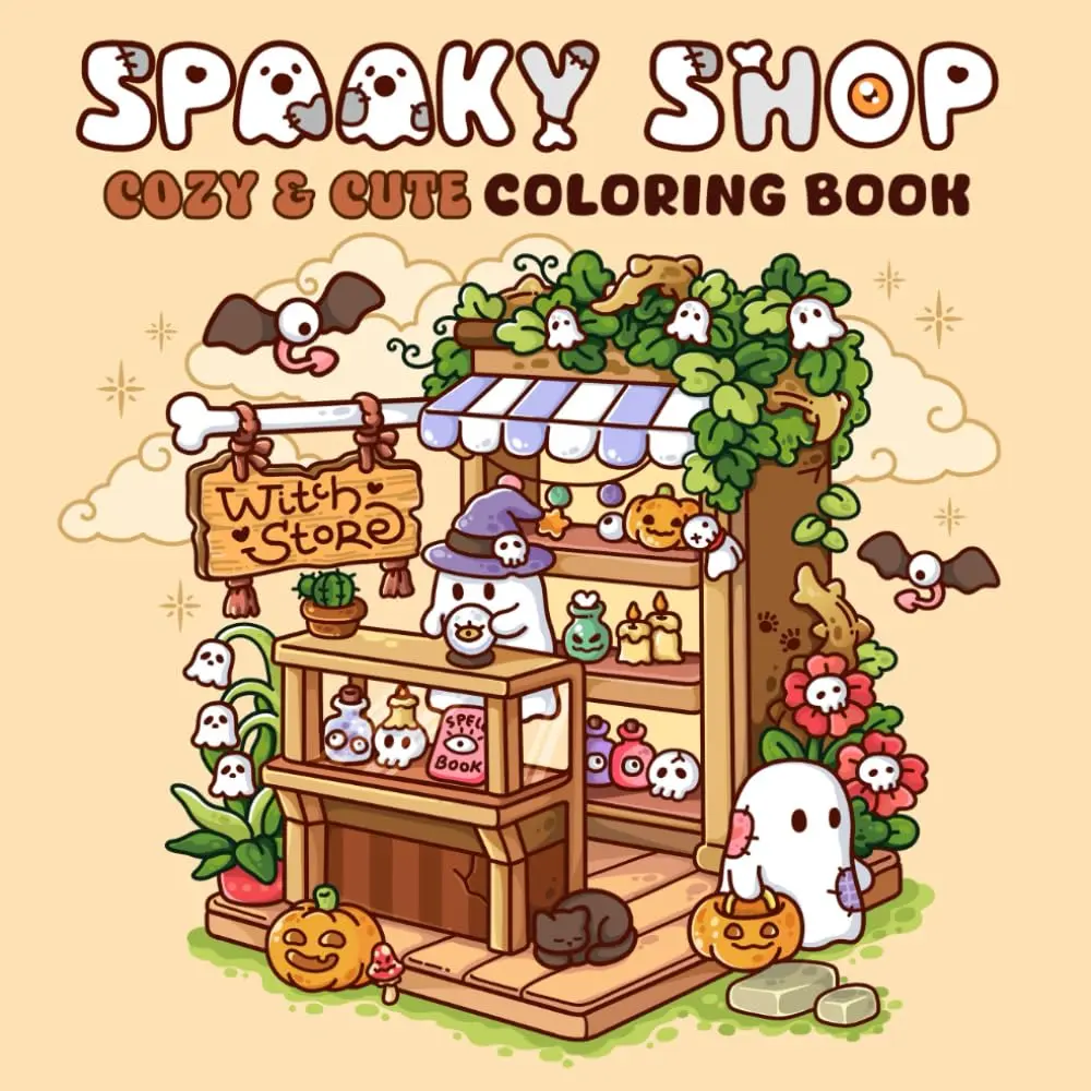 【New Released】Halloween Fall Gift Coloring Book for Adults, Spooky Shop Cozy & Cute Activity Book for Teens with Enchanting Designs for Relaxation, Stress Relief, Books
