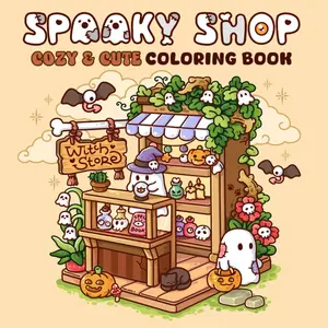 【NEW RELEASED】Halloween Fall Gift Spooky Shop Cozy & Cute Coloring Book for Adults and Teens with Enchanting Designs for Relaxation and Stress Relief