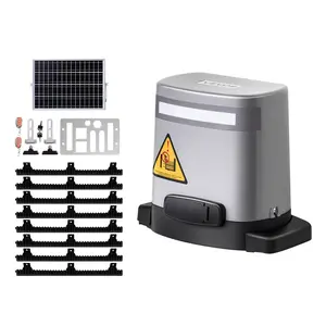 Summervibes VEVOR Solar Sliding Gate Opener, 280W Electric Gate Opener for Doors up to 65.6ft 1799lbs, Gear Track Rolling Fence Door Motor with Infrared Sensor 2 Remote Controls, Driveway Gates Opening System