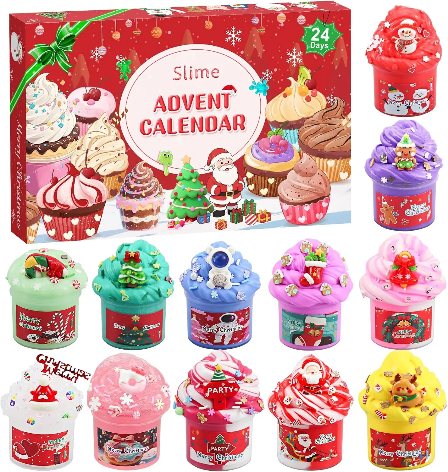 Slime Advent Calendar 2026, Christmas Countdown Calendar 24 Days, Different Butter Cloud Fluffy Slime DIY Kit for Girls and Boys, Non-Sticky and Safe