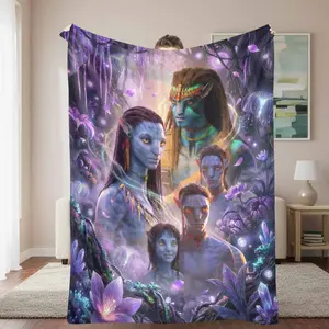 Fantasy Alien Family Flannel Blanket Mystical Forest Illustration Soft Warm Lightweight Durable Cozy Throw Perfect for Bedroom Living Room Sofa Camping Gift