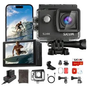 SJCAM 4K Action Camera with 64 Card,170°FOV Wide Angle 30M Underwater Camera,40MP 3-Axis EIS Stabilization Snorkeling Sport Camera,5X Zoom,Dual Batteries,for Surfing cam and Skiing,Hiking,Adventure