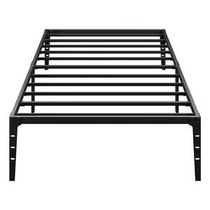 14 Inch Metal Platform Twin Bed Frame,Steel Slat Support Twin Size Bed Platform,Mattress Foundation,Easy Assembly,No Box Spring Needed,Black