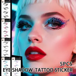 2 Pairs Eye Stickers Set, 5 Styles Smudge-Proof Smoke Makeup Eyeshadow Tattoos, Disposable Eyeliner Stickers, Easy Application