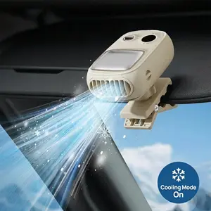 KOEPOVK Car Clip On Fan with LED Display -360° Rotation, Three Speeds Adjustable, USB Rechargeable Personal Cooling Fan, Semi-Cooling Wide Clamp 16Hr Battery 4000mAh Battery