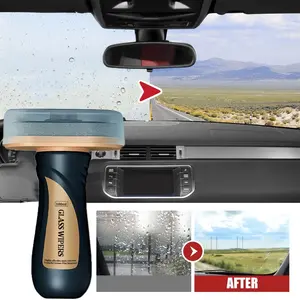 Glass Oil Film Remover for Car, 100ml Roll-On Glass Compound with Cleaning Board, Removes Oil Film & Smudges, Improve Windshield Clarity for Safe Driving
