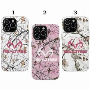 Pink and White Camouflage, Stylish Deer Antler Cover Compatible with iPhone X, 11, 12, 13, 14, 15, 16, 17 Plus Pro Promax & SS Galaxy S21-25 Series