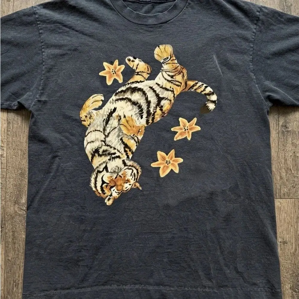 Gildan Black Tee with Yellow Tiger Graphic