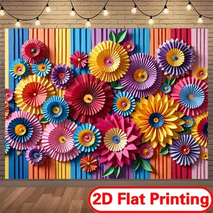 2D Flat Printing Polyester Backdrop Banner, Summervibes Party Decoration Supplies for Holiday Party & Gatherings