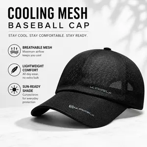 Cooling Mesh Baseball Cap for Men Women, Breathable Lightweight Summer Hat, Adjustable Curved Brim Sun Shade Cap for Fishing, Travel & Daily Wear