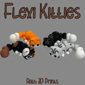 Flexi Kitties - 3D Printed Articulated Cat Figurines - Cute Kitten Decoration