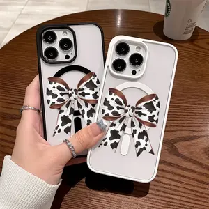 Premium Magnetic Case for iPhone11/12/13/14/15/16/17 promax Air Trendy Cow Print Bow y2k cased MagSafe Ready, Anti-Fall, Springtok and Ultra-Thin Design |     Perfect for Everyday Use Cellphone Screen Protector Cover