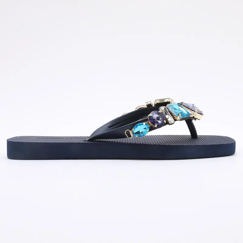 Women's Shiny Embellished Jeweled Ergonomic Arch Support Flip Flops - Casual, Slip-On, Textured EVA, Wet-Floor Grip, Open Toe Flats, Lightweight Waterproof Sandals, Resort Style, Beach/Pool Travel Summer Shoes, Gift Wrapping Ready