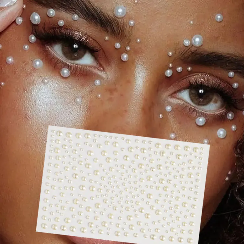 Multi-Size Self-Stick Pearl Face Stickers, Stage Makeup, Bride Makeup, Eye Makeup, Easy Peel Off, Facial Decorations, Hair Accessories, Nail Art, Bridal