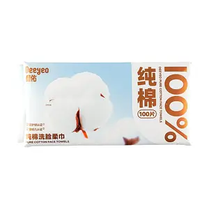 Deeyeo 100 Count Cotton Face Towels - Disposable Facial Cleansing Wipes, Soft & Gentle, Dry/Wet Use, Lint-Free