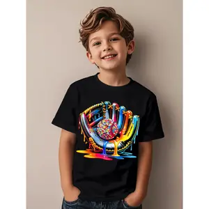 Baseball Drip Ice Cream Drip Baseball Stuff Lover Funny Awesome Graphic Kid T-Shirt Cute Kid T Shirts Street Style Tees Tops for Kid