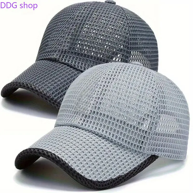 Men's 2-Pack Lightweight Breathable Polyester Mesh Baseball Caps - Ventilated Sports Cap, Adjustable Fit, Outdoor Sun Protection for Hiking, Lightweight Breathable Headwear, Outdoor Hiking