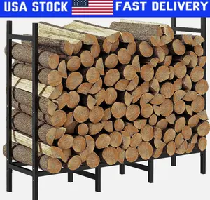 4FT Heavy Duty Outdoor Indoor Firewood Rack Holder for Fireplace Wood Storage
