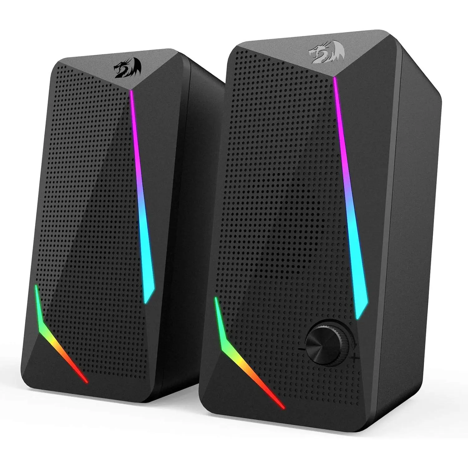Redragon GS510 RGB Audio Desktop Speakers, 2.0 Channel PC Computer Speaker with 4 Colorful LED Backlight Modes, Enhanced Bass and Easy-Access Volume C