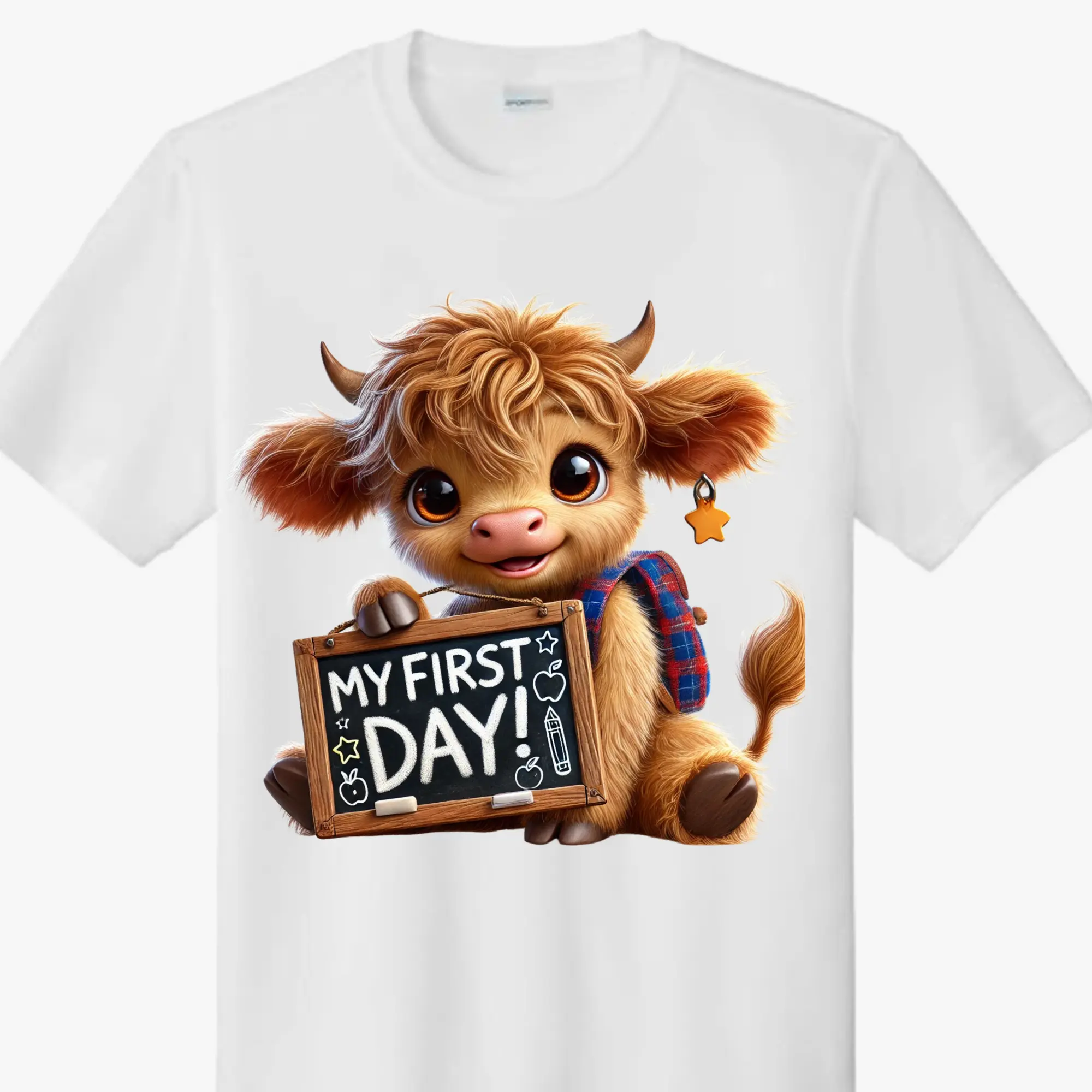 Whimsical Highland Cow Direct-to-Film Print - Ready-to-Press DIY Accessory for T-Shirts, Backpacks, School Uniforms for Students & Parents, Vibrant and Long-Lasting Specialty DIY Supply