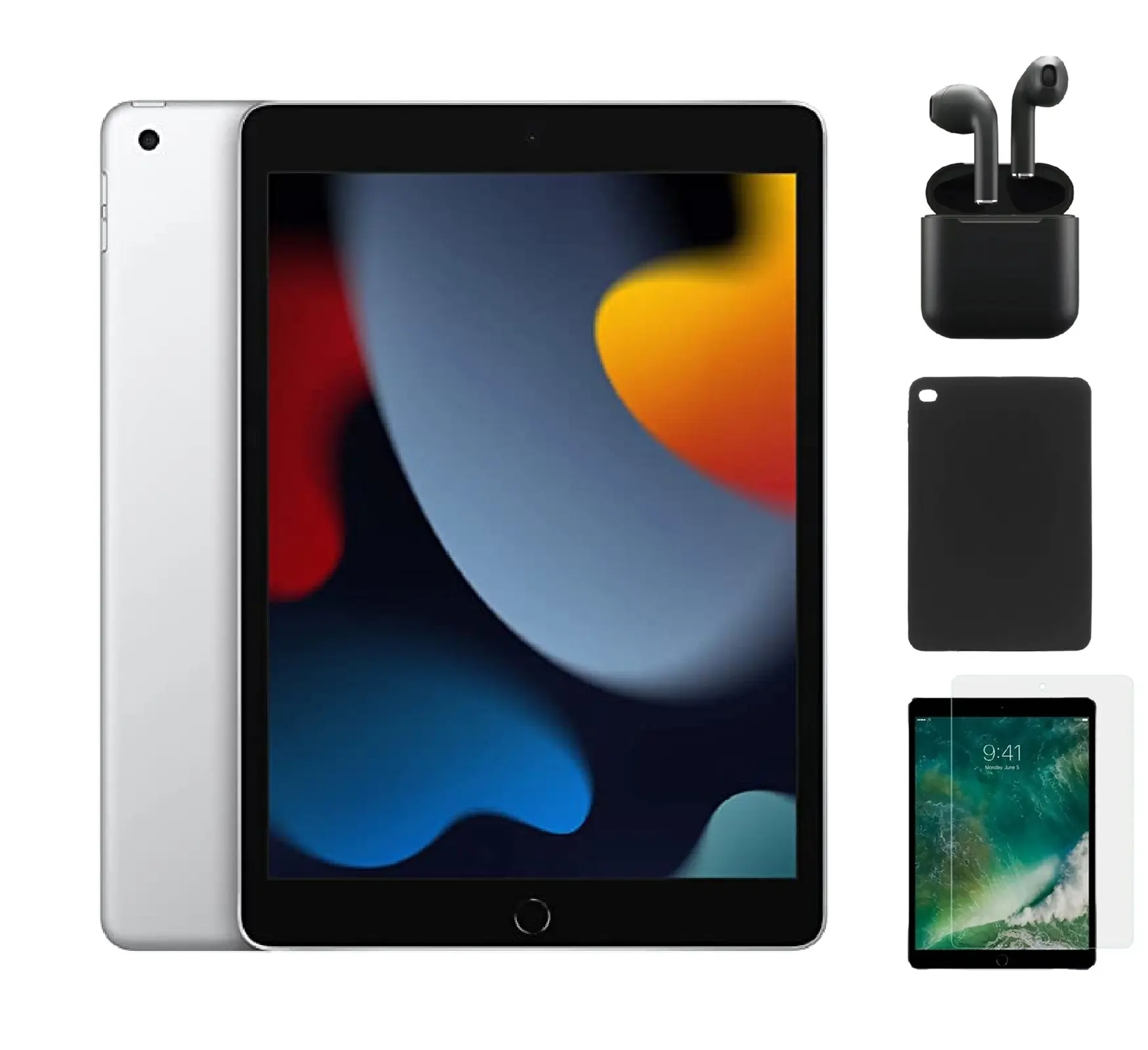 Refurbished Apple iPad 9th Gen (WiFi) A2602 Good Condition with Case, Wireless Earbuds,Tempered Glass Screen Protector & 1 Year Warranty
