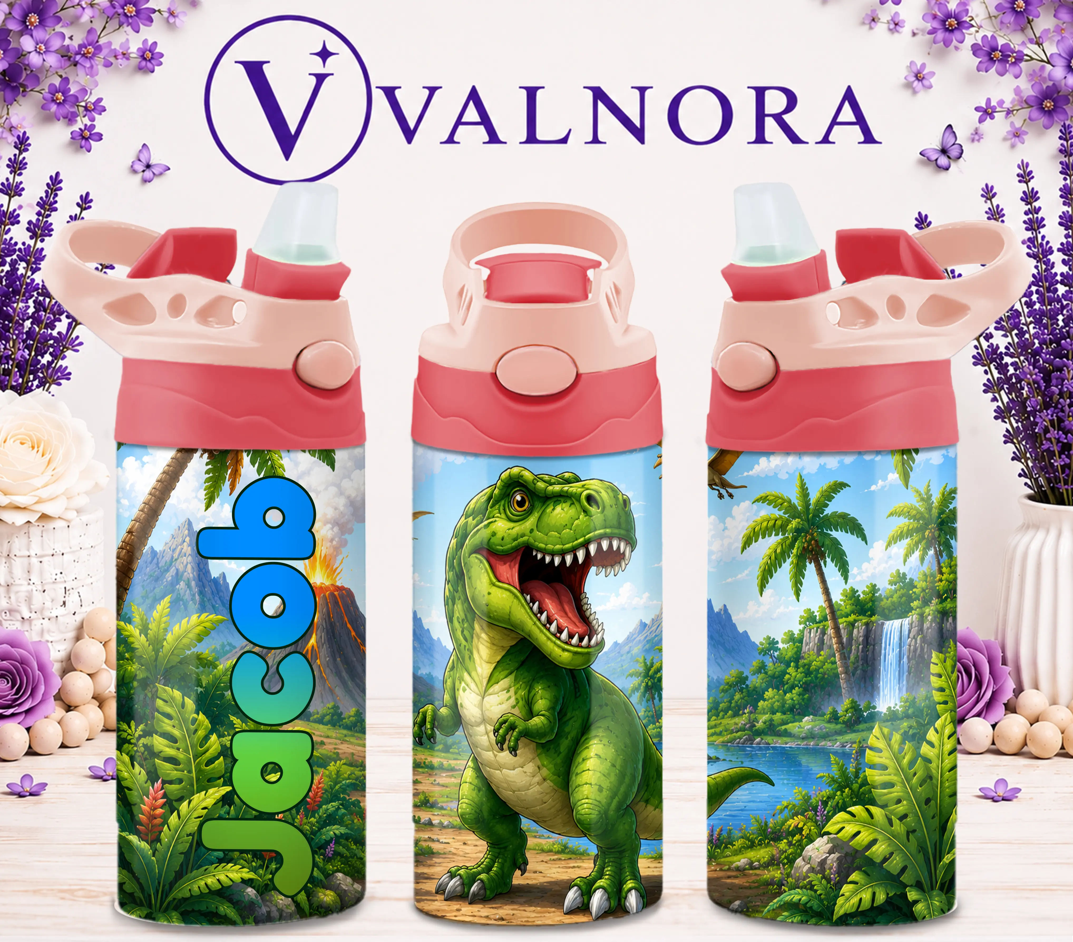 Personalized Dinosaur Kids Tumbler | Custom 12 oz Stainless Steel Cup