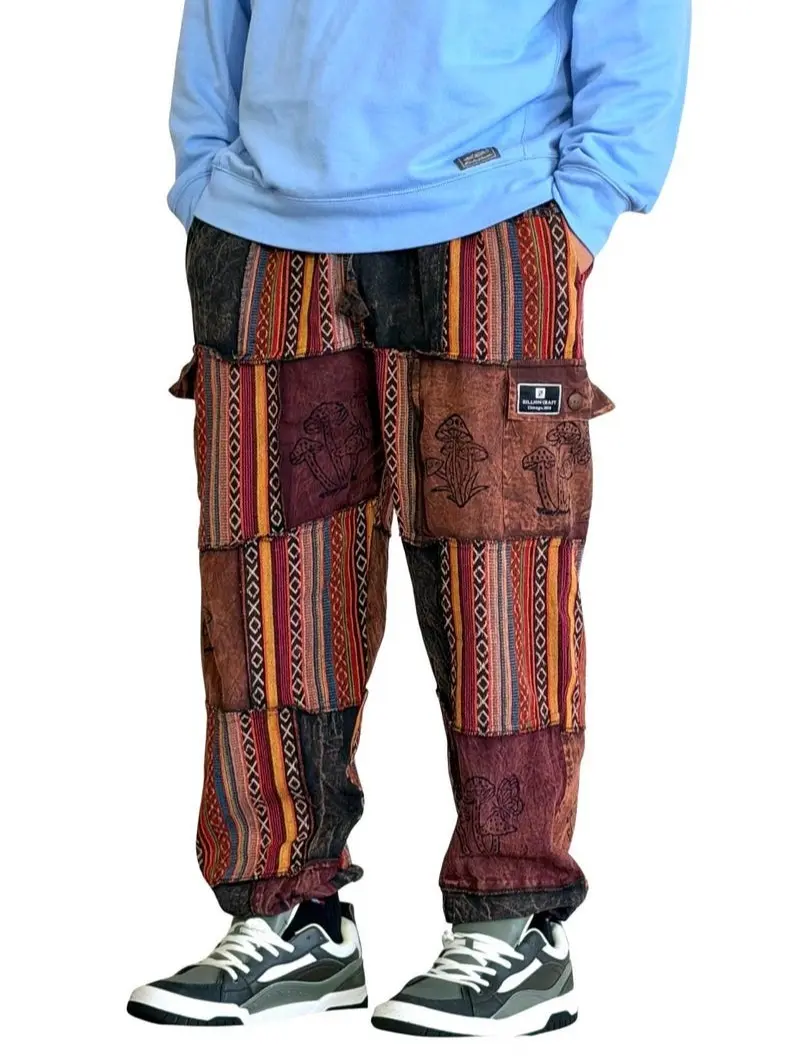 Patchwork Himalayan Cotton Trouser: Handmade Hippie Harem Pants