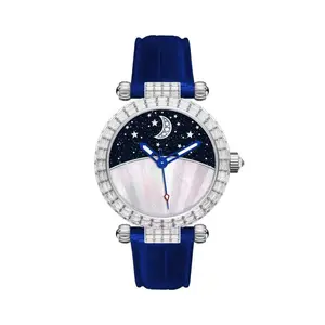 Cosmic Harmony Crystal-Studded Mechanical Watch - Automatic Movement, Blue Dial, 42mm Case, T863M Men's Fashion Watch, Crystal-Studded Mechanical Watches