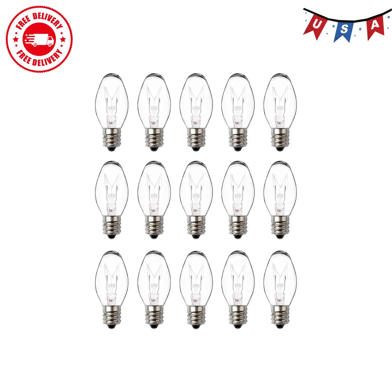 Wax Warmer Bulbs - 15W C7 Replacement Bulbs for Scentsy, 15 Packs